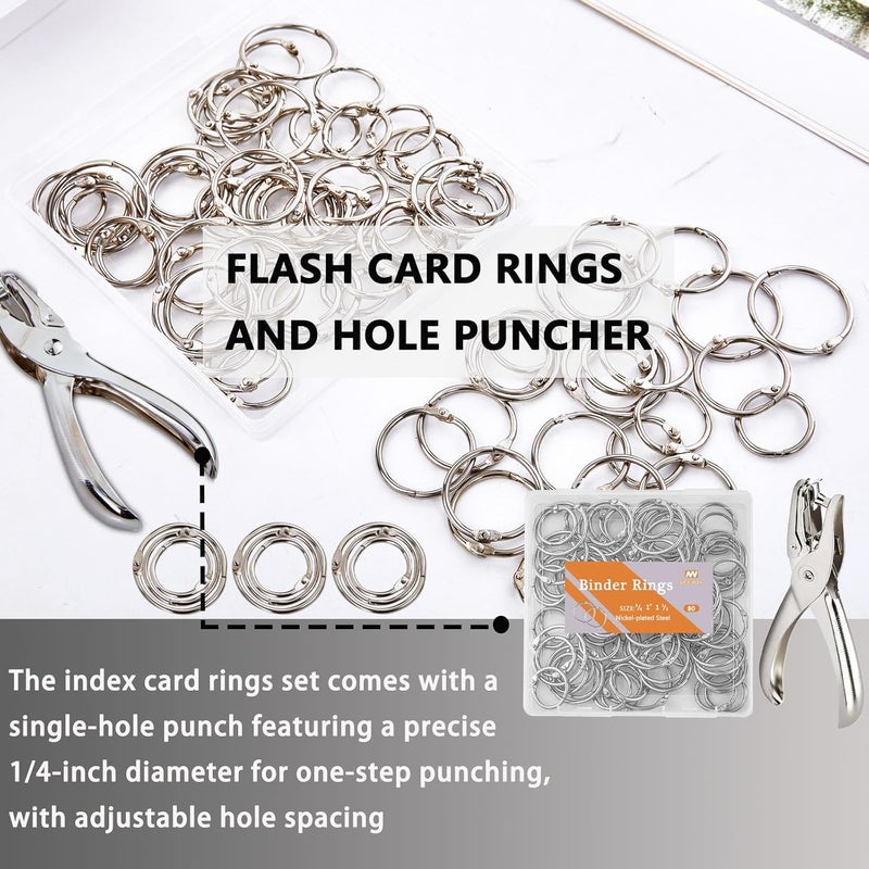 NEEWAY 80pcs Loose Leaf Binder Rings 1 Inch, Paper Rings with 1/4 Single Hole Punch, Metal Book Rings for Index Cards, Sliver - Image 5